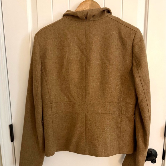 J Crew Women’s Size 14 Camel Wool Tan Button Up Long Sleeve Pea Coat Blazer - Picture 4 of 8